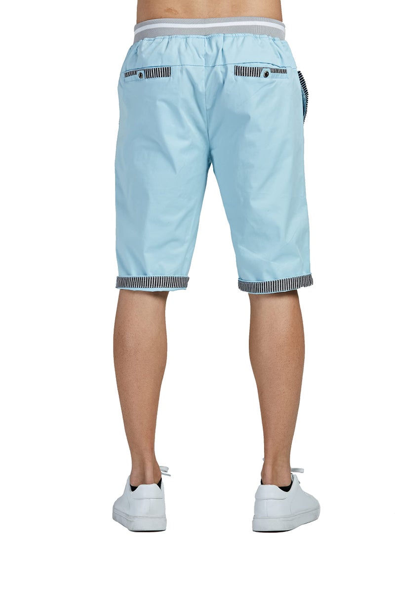 Tansozer Men's Shorts Casual Classic Fit Drawstring Summer Beach Shorts with Elastic Waist and Pockets (Sky Blue, Small) - Image 5